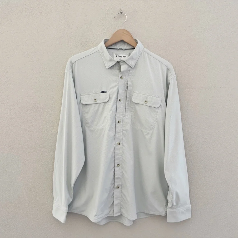 Poncho Original Shirt Mens Large Technical Green Outdoor Fishing Performance - Picture 4 of 13